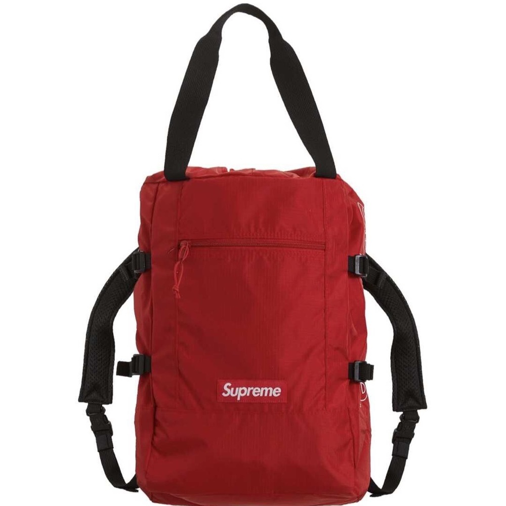 Authentic red supreme tote backpack